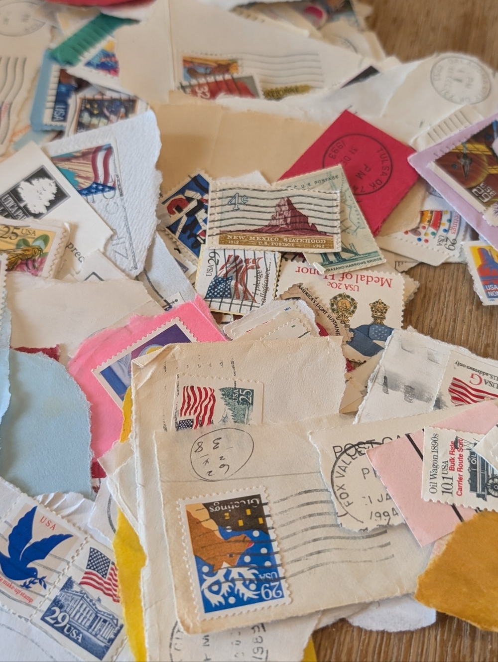 Old stamps, post marked, vintage stamps, journals, cards, art projects